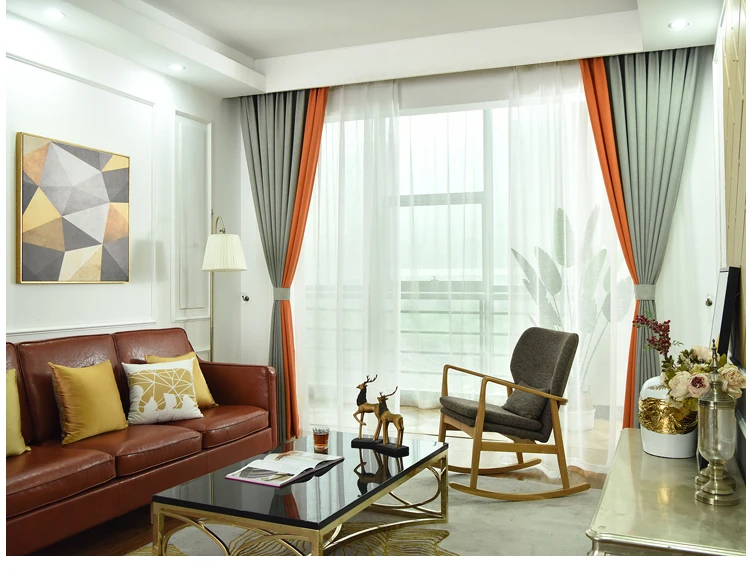 Плотные льняные шторы в скандинавском стиле современные минималистичные