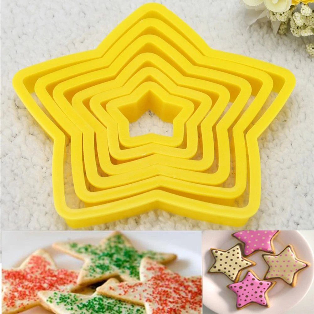 Новинка 6 шт./компл. формочки для печенья DIY Fondant пятиконечная звезда форма торта