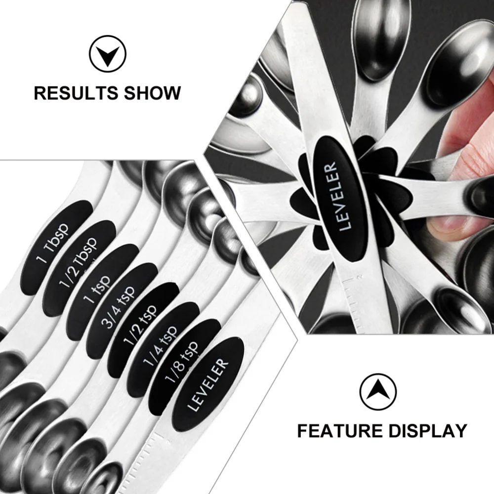 

7pcs Stainless Steel Measuring Spoons Dual Sided Magnetic Spoons with Leveler