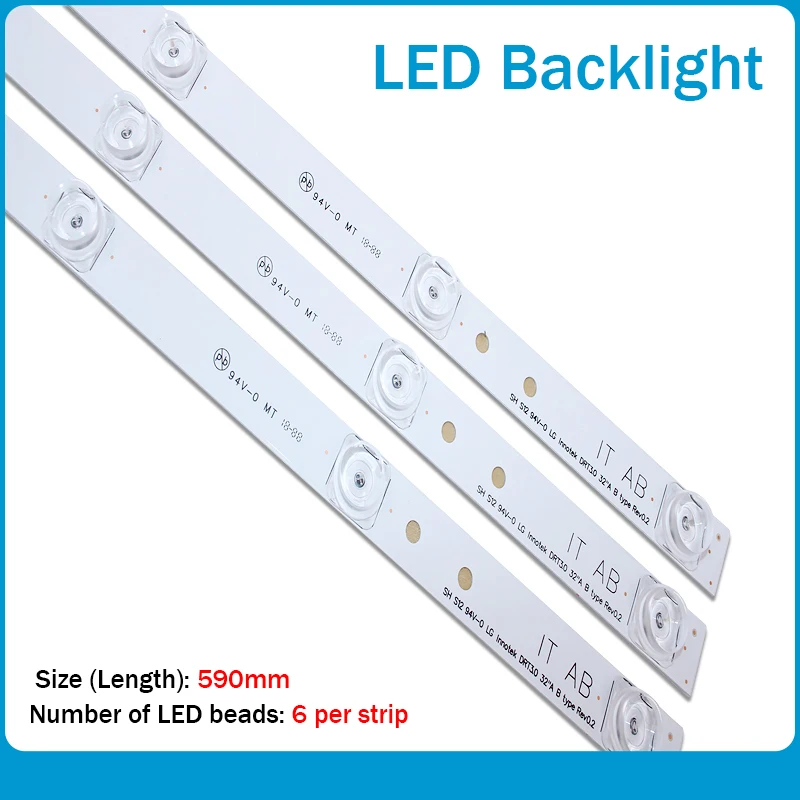 100% Nuovo 590 Millimetri Retroilluminazione A Led 6 Lampada Per Lg 32 "Tv 32Mb25Vq 6916L-1974A 1975A 1981A Lv320Due 32Lf5800 32Lb5610 Innotek Ypnl-Dr