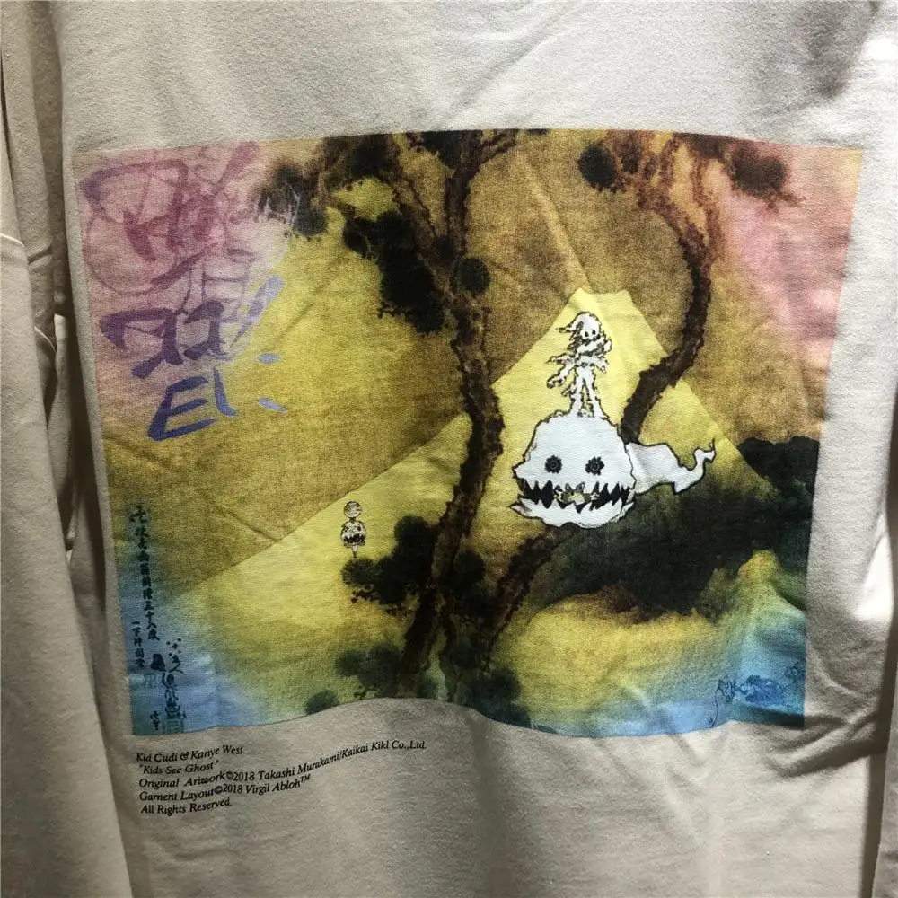 Футболка детская приталенная с длинным рукавом рубашка надписью Cudi Kanye West топ Seven