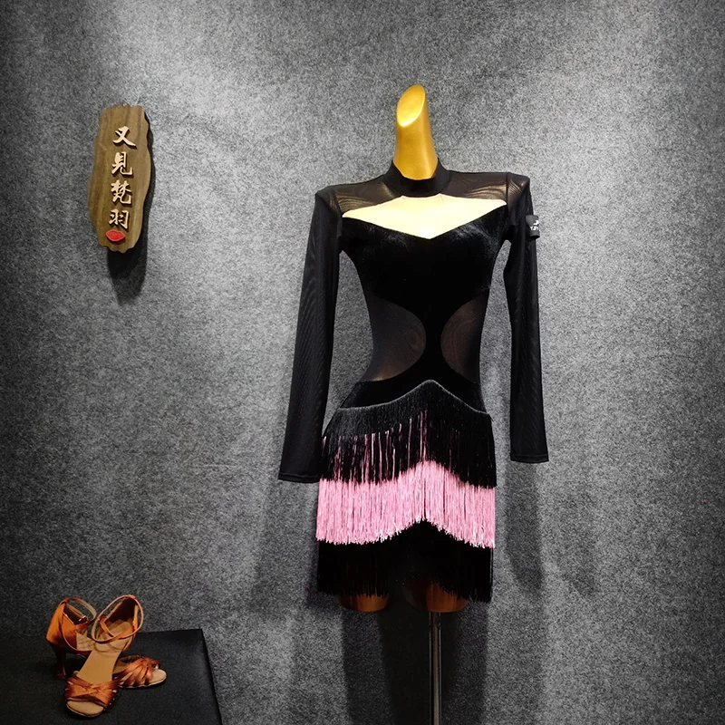 Одежда для танцев на шесте латинское платье Танго бархатная Женская джазовые