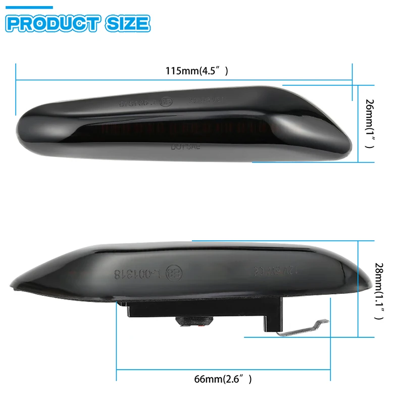 Динамический светодиодный поворотный сигнал боковой габаритный фонарь