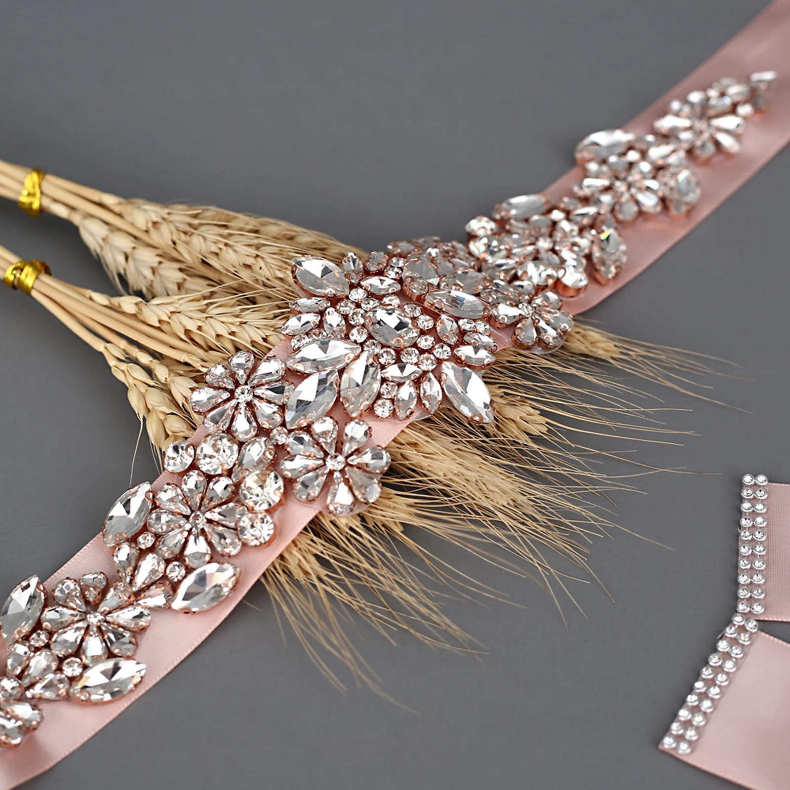 

S325-RG Bridal Wedding Dress Belt Bridesmaid Bride Dresses Accessories Women Prom Evening Dresses Belts Rhinestone Sash