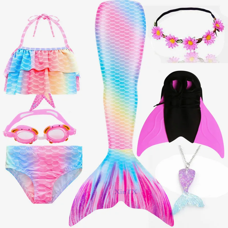 Новинка 2020 Радужный Розовый Купальник бикини с хвостом русалки и моноластом