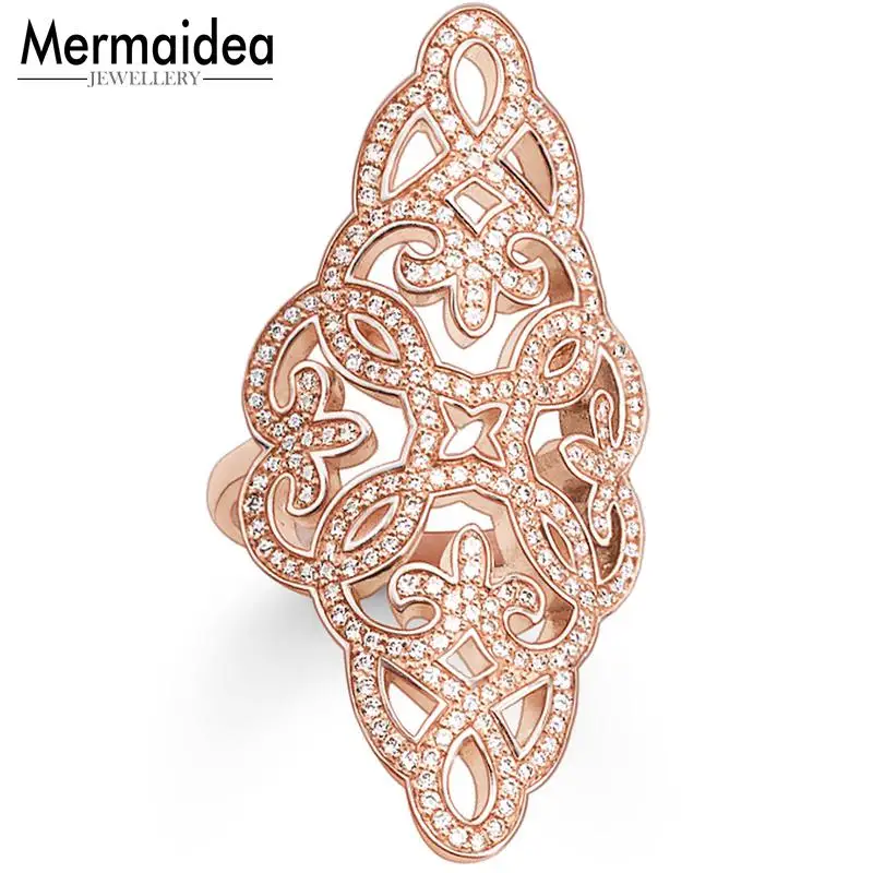 Свадебное кольцо с украшением из розового золота Модный комплект для невесты