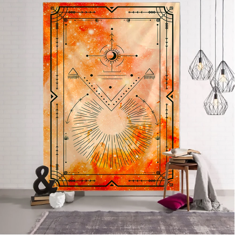 Таро "Солнце-Луна" - тканевый гобелен с мандалой из Индии, психоделический тапис, оберег для колдовства.
