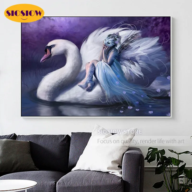 Распродажа алмазная вышивка 5d сделай сам живопись лебедь красота стразы круглая