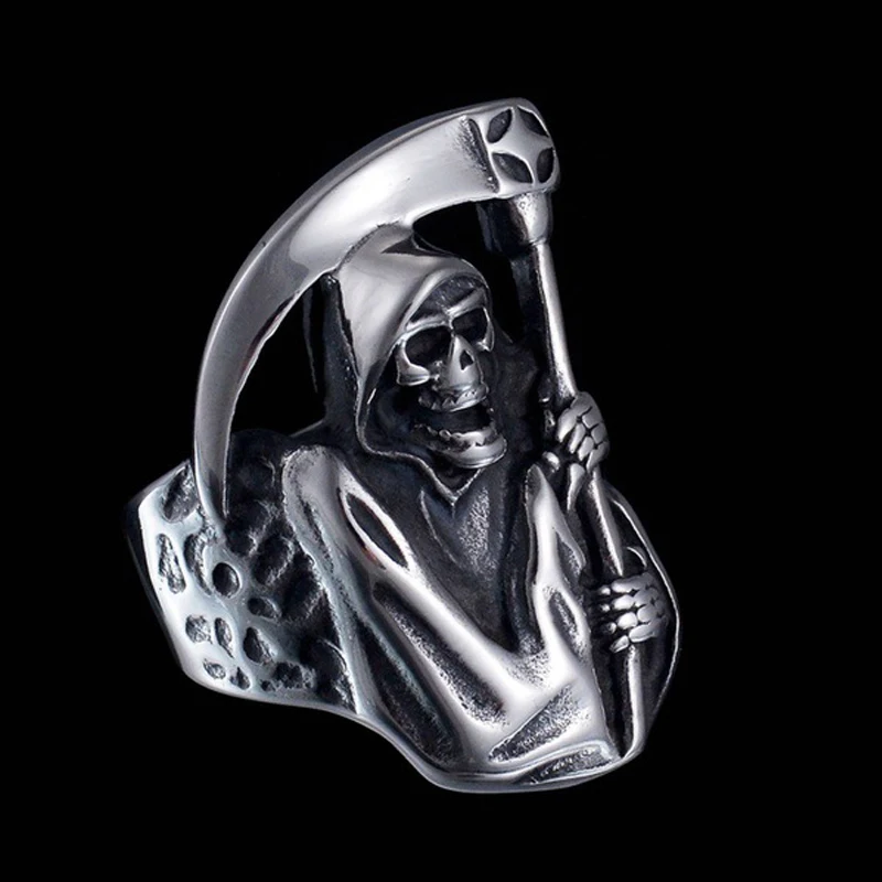 

Vintage Men Ring Jewelry for Women Gothic Punk Skull Alloy Rings Male Anniversary Grim Reaper Skeleton