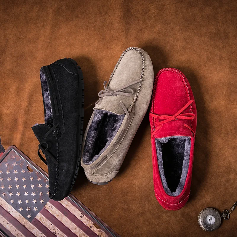 

Winter Plush Loafers Men Shoes Peas Driving Shoes Men Sneakers Flat Man Walking Footwear Big Size 37-45 Men's Casual Shoes Black