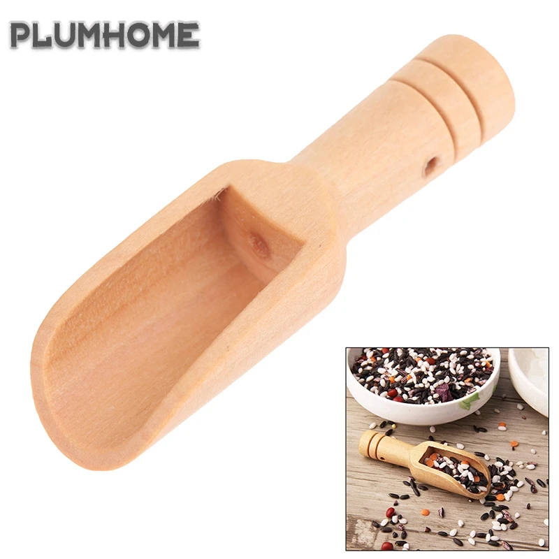 10 шт мини деревянная ложка с круглой ручкой из нержавеющей стали Чай соли Лопата