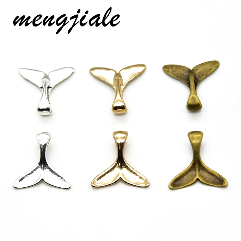 

Hot Sell 50pcs Metal Mix Color Whale Tail Fish Charms Mermaid Pendant for Women Necklace Jewelry Accessories Making 16*16mm