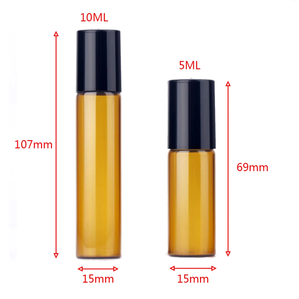 60 шт./компл. 5 мл и 10 Янтарное стекло Эфирные масла роликовые шариковые бутылки для