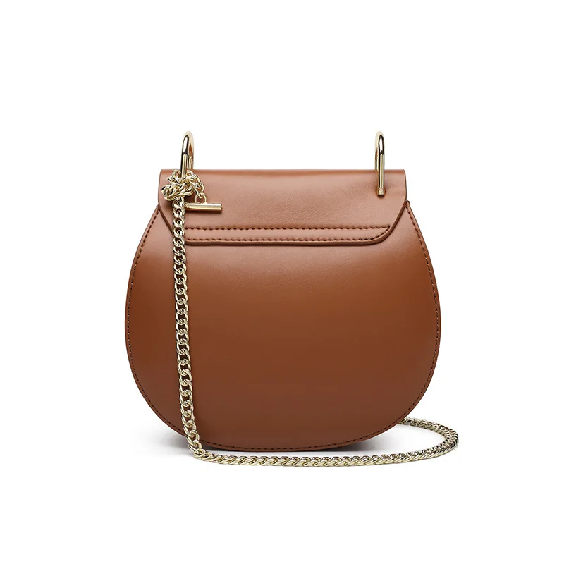 

2021 Fashion Genuine Leather Handbag High Quality Cowhide Shoulder Women Bags Designer Annular Metal Ring Ladies Crossbody Bag