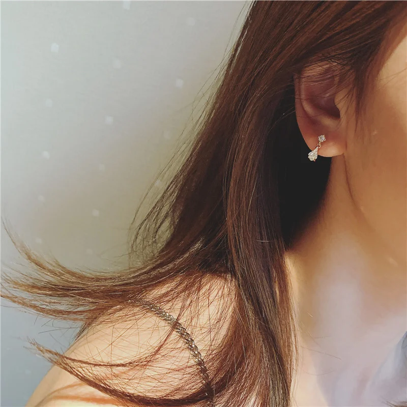 

Japanese Water Drop Crystal Earrings Women Light Luxury Temperament Wedding 14k Real Gold Plating Jewelry