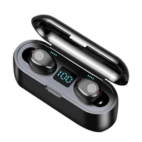 f9 2 wireless 5 0 binaural stereo sports earphone with power display voice control call function wireless earphone