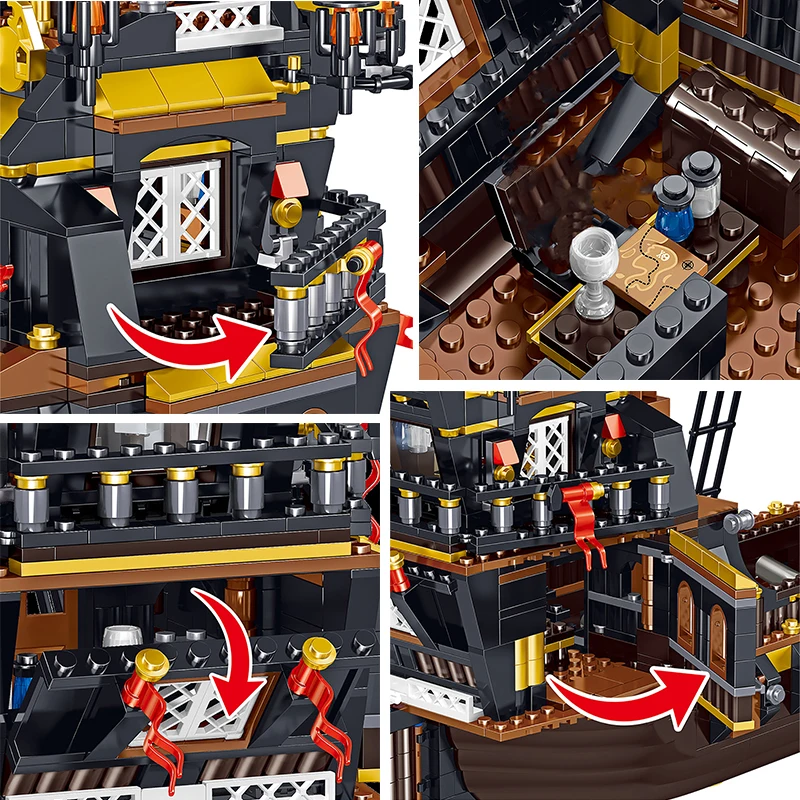 Bloques de construcci&oacute;n de Barco Pirata para ni&ntilde;os, juguete de ladrillos para armar barco pirata de la eternidad, ideal para regalo de cumplea&ntilde;os-1