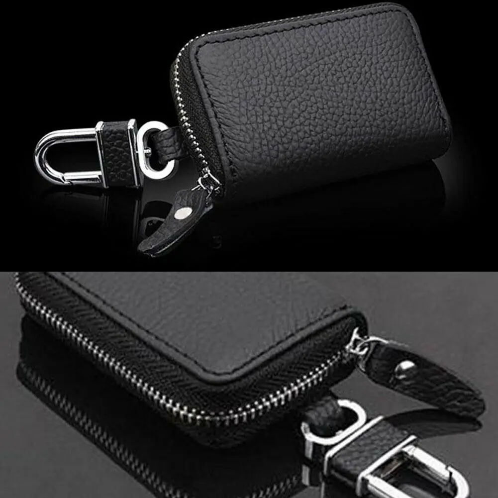 Local stock Black PU Leather Case Key Fob Holder Bag Cover Pouch Keychain For Car | Багаж и сумки