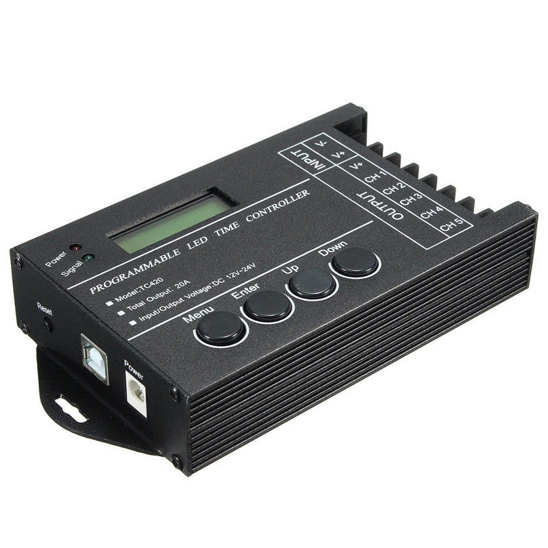 TC420 Время программируемый RGB светодиодный контроллер DC12V 24V 5 канал синхронизации