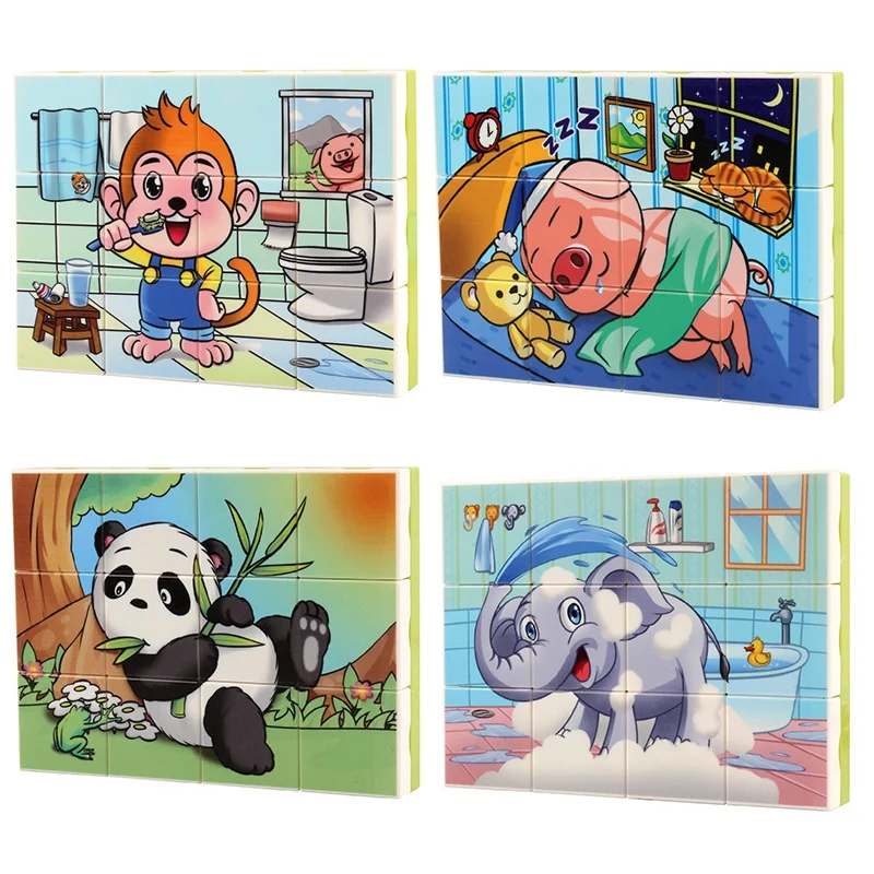 

12 шт. 3D головоломки кубики Головоломки животные пластиковые строительные блоки DIY Сборные комбинированные головоломки игрушки