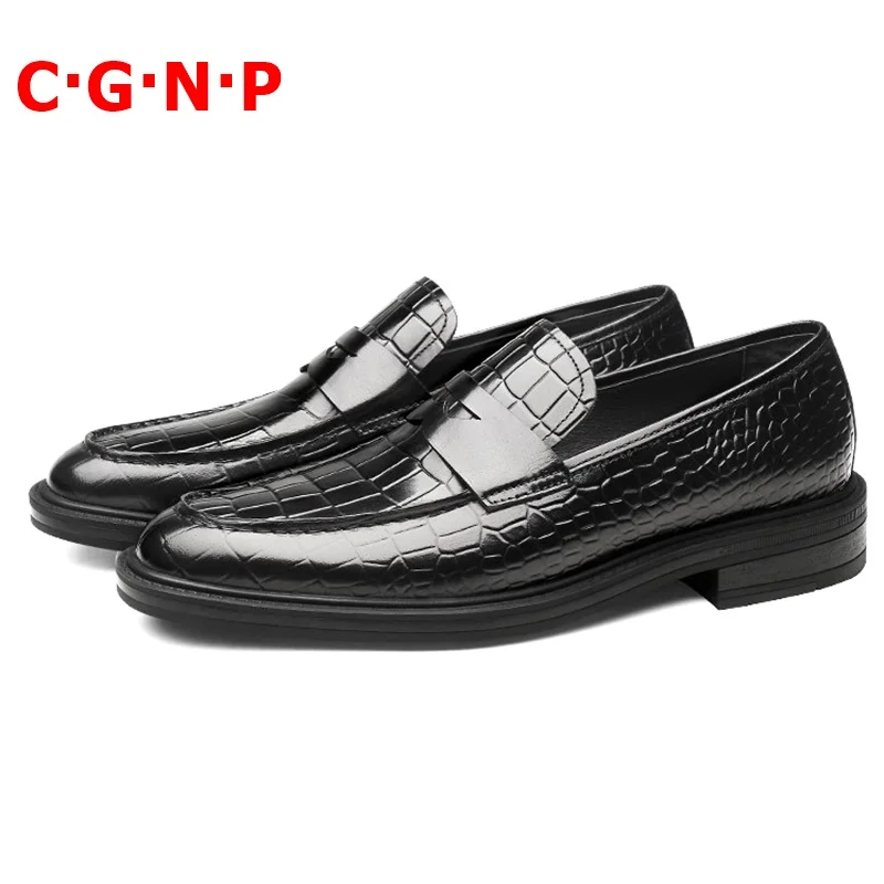 

C·G·N·P Fashion Summer Italian Black Patent Leather Loafers Handmade Slip On Formal Shoes Men Dress Shoes Wedding Shoes