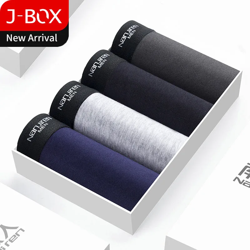 J BOX 4 шт./лот мужское нижнее белье боксеры мужские сексуальные хлопок размера плюс