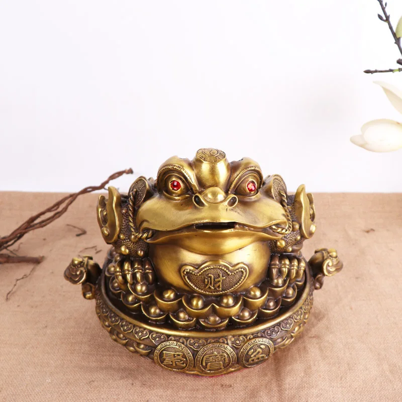 

LAOJUNLU Pure Copper Treasure Pot Golden Toad Golden Toad Decoration Living Room Office, Length 32 cm high 25 cm weight 3.8 kg