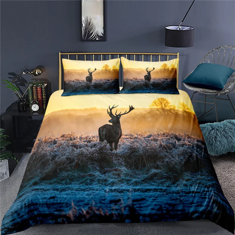 Домашний текстиль Роскошные 3D принтом &quotОлень&quot Для 2/3 шт. удобные пододеяльник