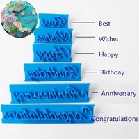 6 pcs cake mold blessing letter happy birthday best wishes handwriting mould fondant chocolate decorating baking tool bakeware