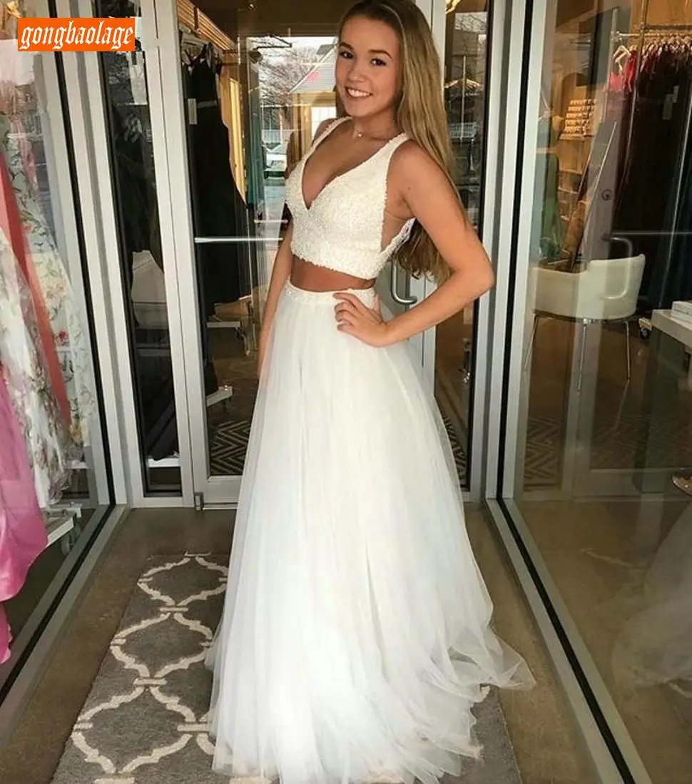 Изящные белые свадебные платья из двух частей в стиле бохо трапециевидной формы