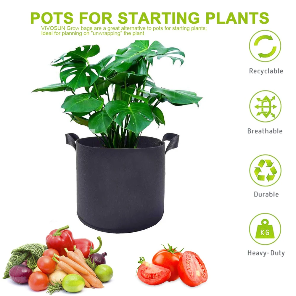 

Plant Growth Bag 25 Gallon Fabric Pots 5pcs Repeatedly Use Garden Veg Planter
