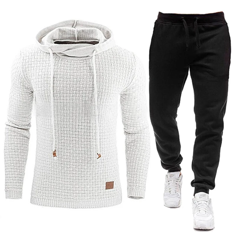 

2021 New Tracksuit Men Brand Male Solid Hooded Sweatshirt+Pants Set Mens Hoodie Sweat Suit Casual Sportswear S-5XL Plus Size