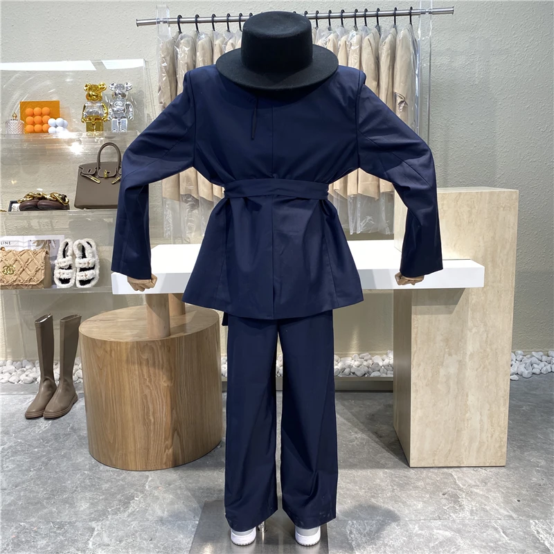 

Brand Original Design 2021 New Leisure Suit Jacket+high Waist Slim Straight Wide Leg Pants Two-piece Suit