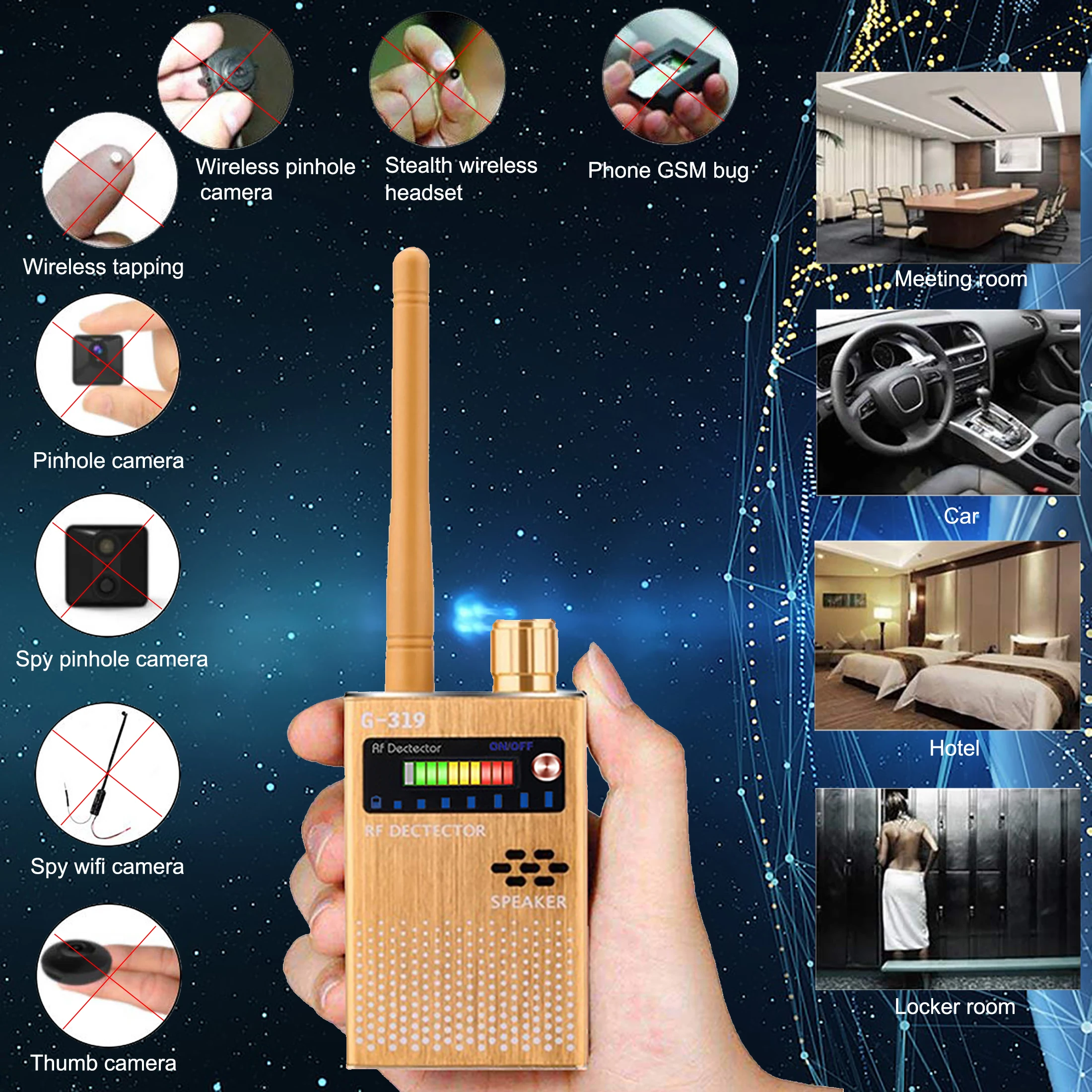 

Anti-Spy Signal Detector GSM Signal Detector Wireless Camera Lens Radio Frequency Rf Signal Tracker Finder Signal Scanner Detec
