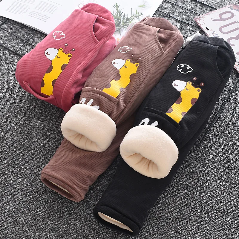 

Warm Thicken Boys Girls Cotton Pants Winter Children Long Trousers Baby Boy Girl Elastic Waist Trousers Kids Padded Pants 2-8 Y