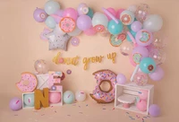photography backdrop 1st birthday party donuts decor banner girls princess photo background baby shower cake smash props w5217
