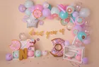 Фон для фотографий 1-й День рождения пончики Декор баннер для девочек принцесса фото фон детский душ торт разбивание реквизит W5217