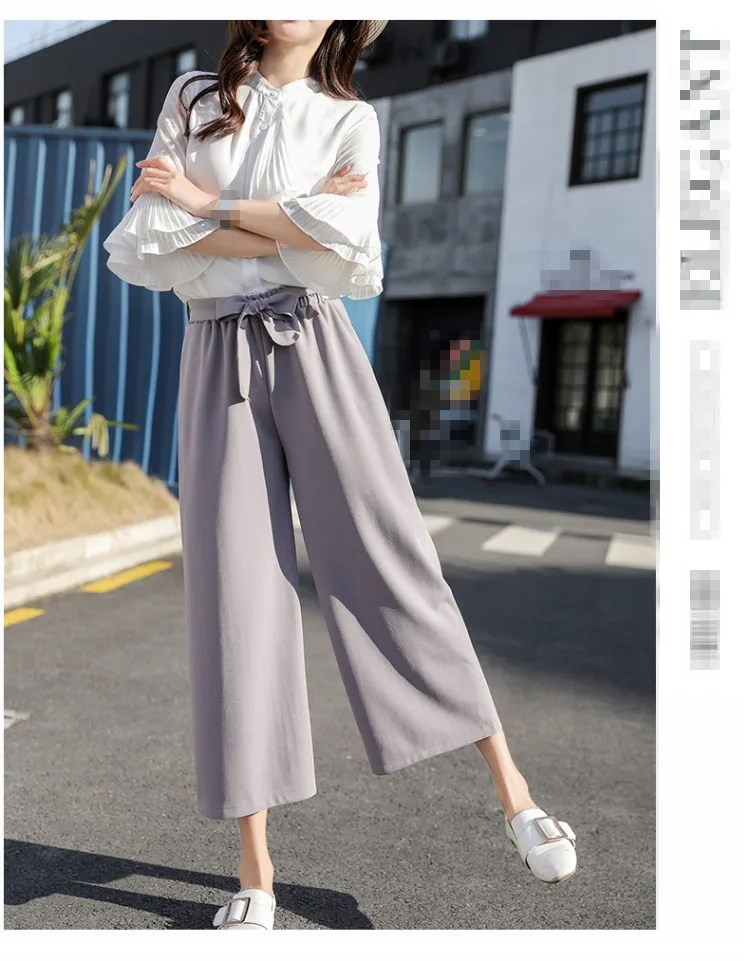 Женские брюки с высокой талией тонкие широкие весна-лето ZB4138 2020 | Женская одежда