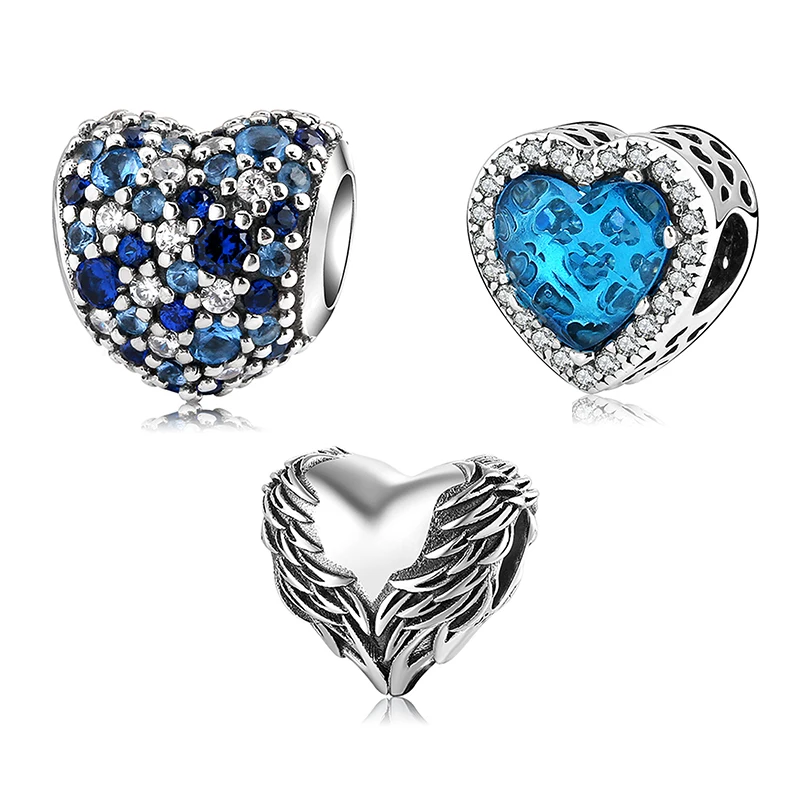 

Бусина с полым сердцем из серебра 925 пробы, крылья ангела