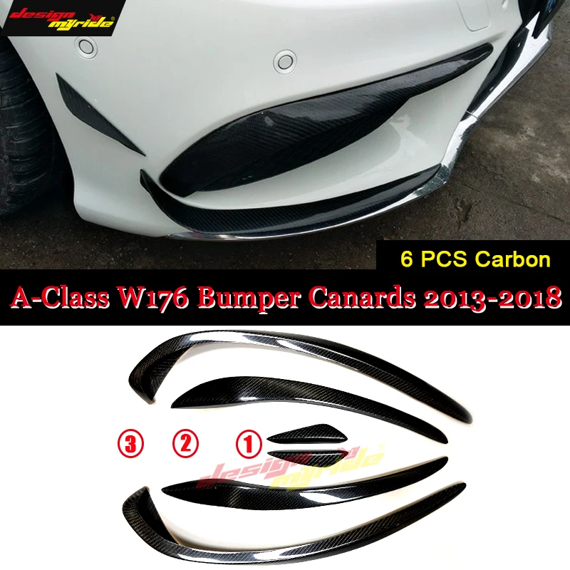 Карбоновый сплиттер переднего бампера для автомобиля 6 шт. карбоновый Mercedes Benz W176 A