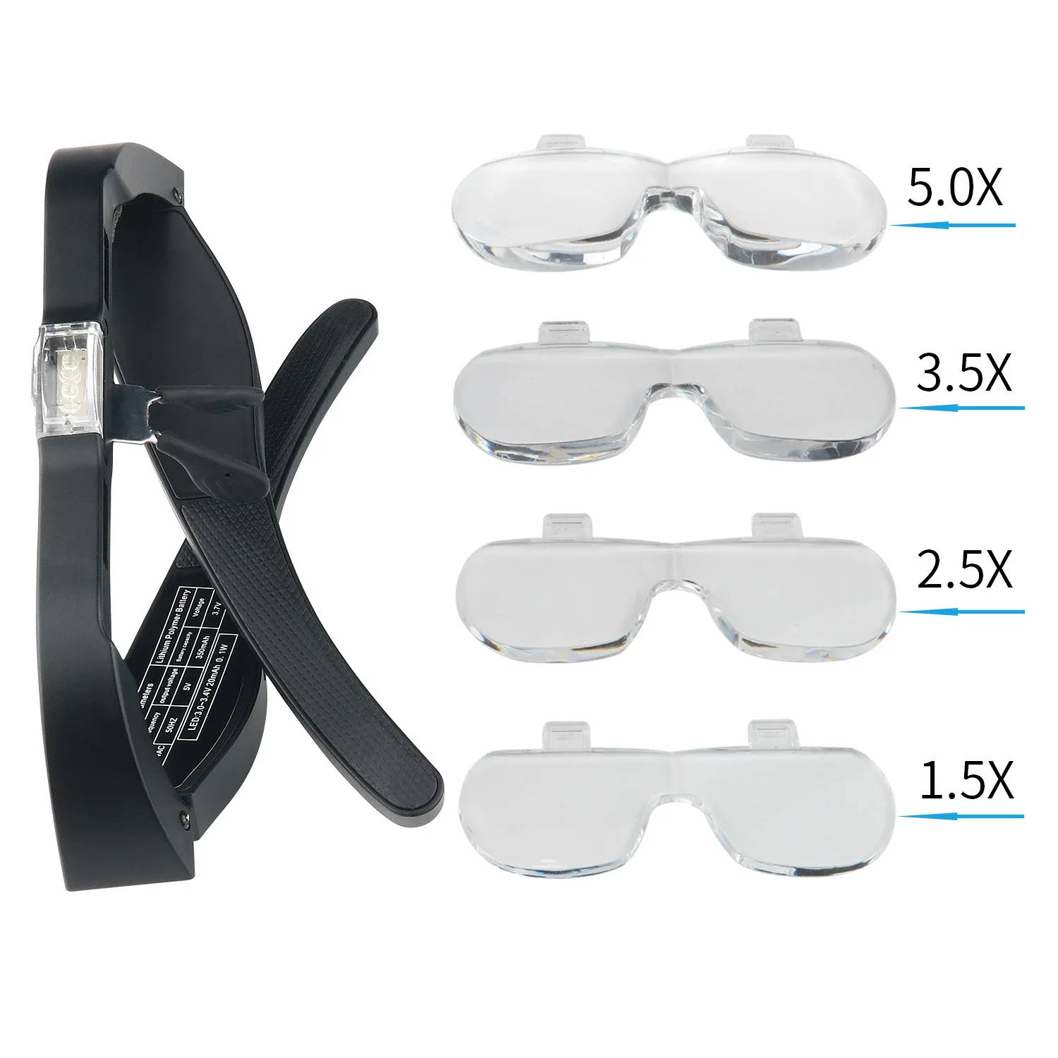 

Magnifying Glasses magnifier1.5X 2.5X 3.5X 5.0X USB Rechargeable With LED Light For Reading Jewelers Watchmaker Repair Wearing
