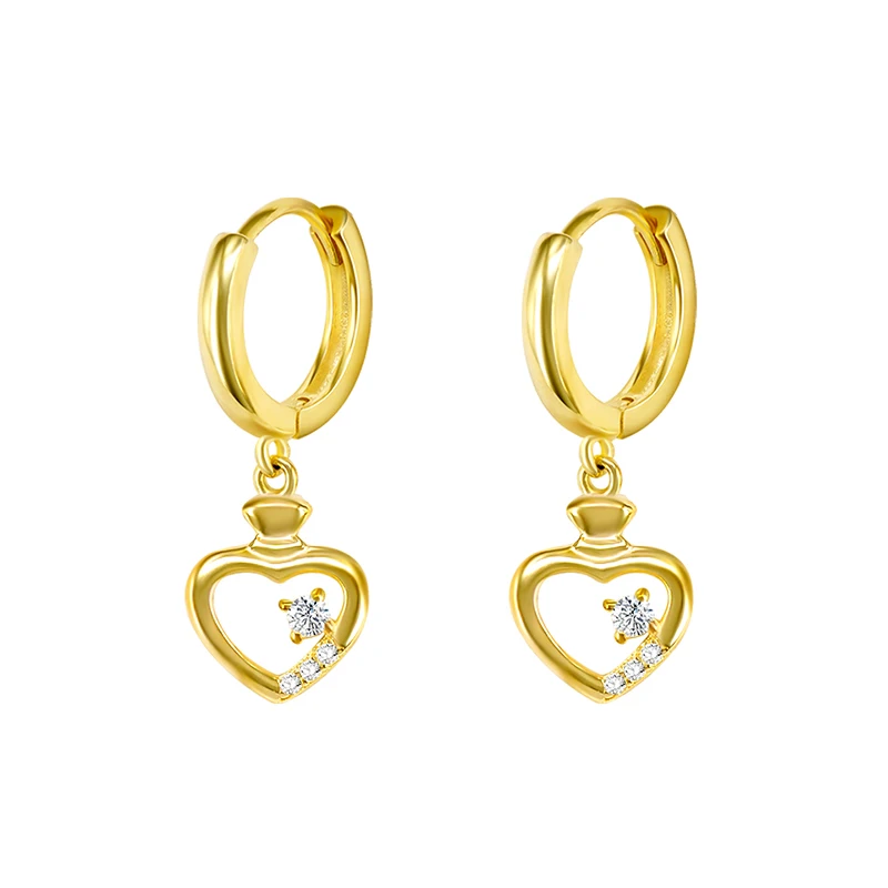 

Exquisite Heart-Shaped Crystal Pendant S925 Sterling Silver Ear Buckle Popular Female Zircon Hoop Earrings Fashion Jewelry