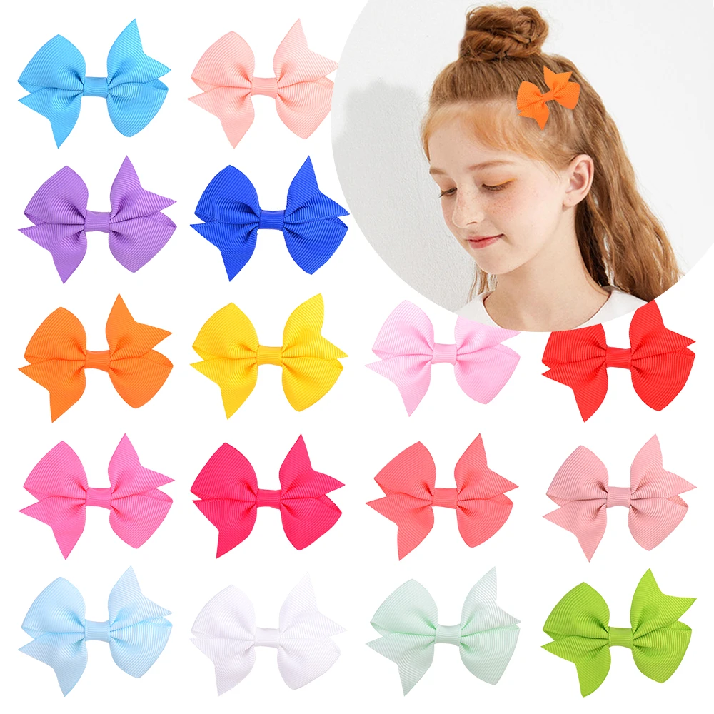 

20Pcs/lot Solid Grosgrain Ribbon Hair Bows With Clip For Cute Baby Girls Handmade Hair Clips Hairpins Headwear Hair Accessories