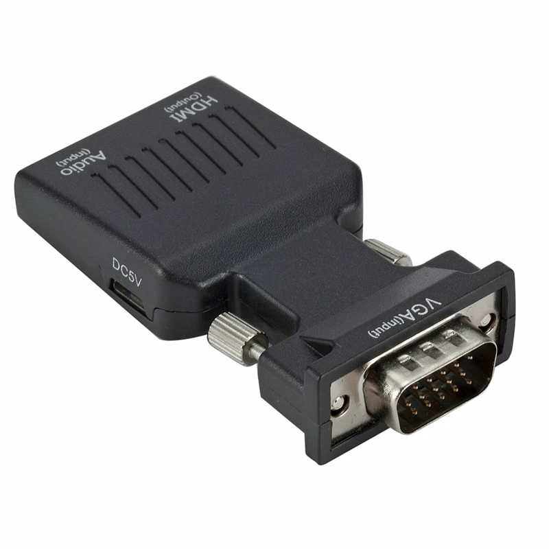 VGA to HDMI Adaptor Converter Male to Female with Audio Power Adapter Support 1080P Signal VGA to HDMI Audio 5V DC Connector