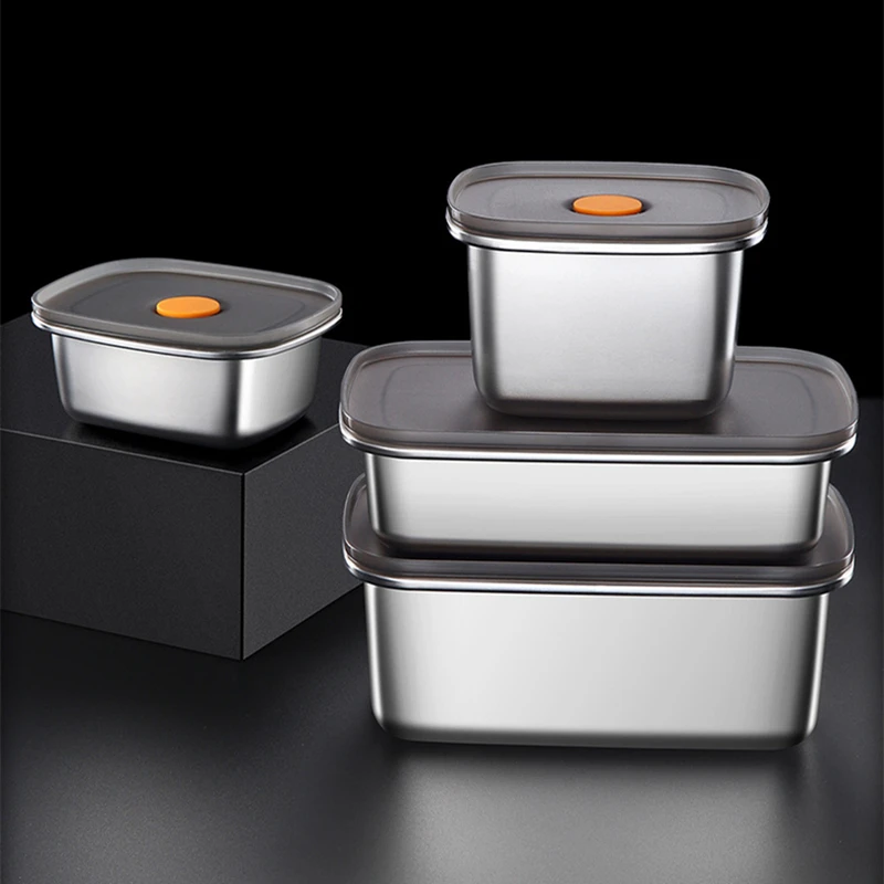 

Small 304 Stainless Steel Air Tight Refrigerator Food Storage Container Lunch box Snack Organizer Kicthen Tableware for Kids