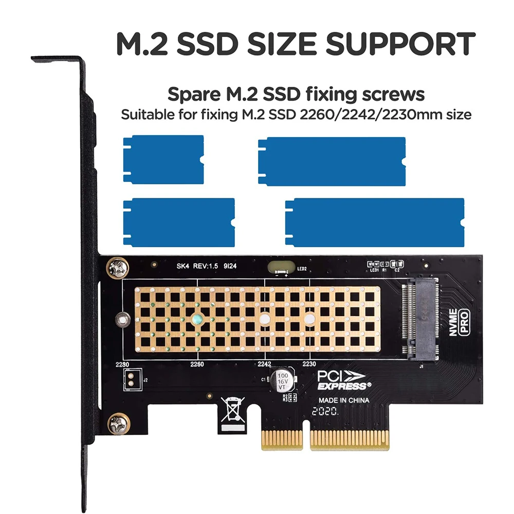 PCIe M.2 NVMe SSD адаптер Черный к PCI-E 3 0 X1/X4/X8/X16 Настольный Расширительная карта |