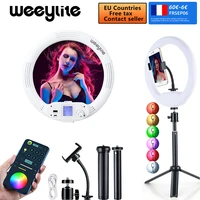 weeylite we 9 8inch selfie led rgb ring light live broadcast lamp power bank with stand tripods for tiktok youtub vlog makeup