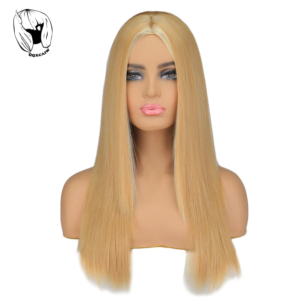 

QQXCAIW Women's Short Straight Bob Wig Synthetic Mix Blonde Hair Wigs Heat Resistant Wig for woman