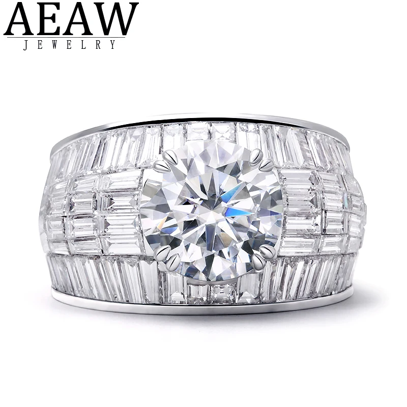 2.0carat 8.0mm Round Excellent Cut Moissanite Engagement Wedding Ring, Side Stone Natural...