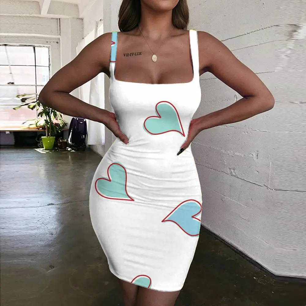 

KYKU Brand Love Dresses Women Romantic Halter Sleeveless Colorful Sundress Couples 3d Print Womens Clothing Club New